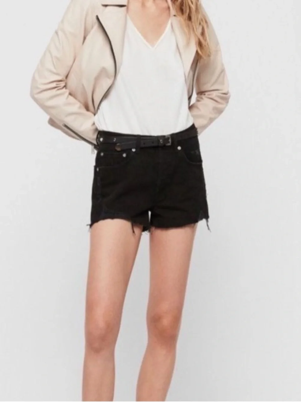 ALLSAINTS Mai Destroyed Denim Shorts 29